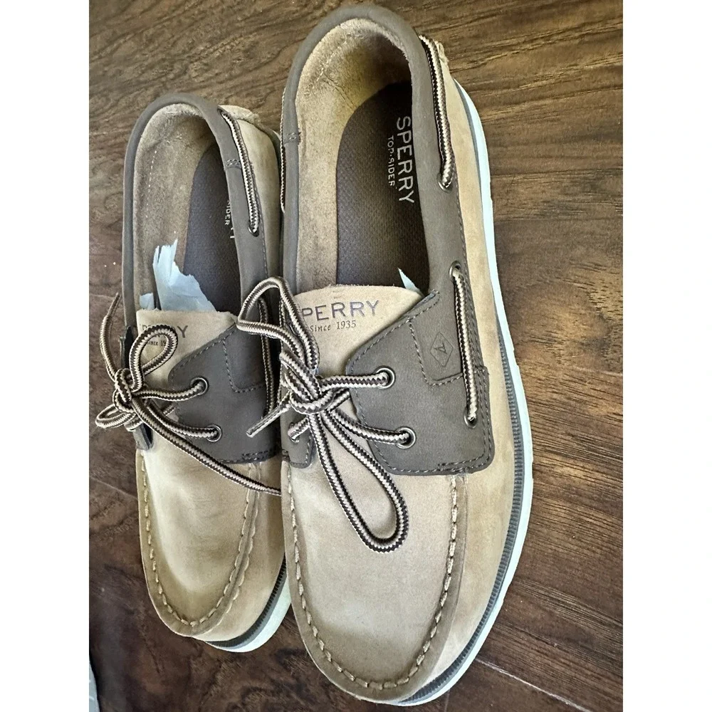SPERRY TOP-SIDER Boys Size 7M LEEWARD SAHARA BOAT SHOES BROWN Leather